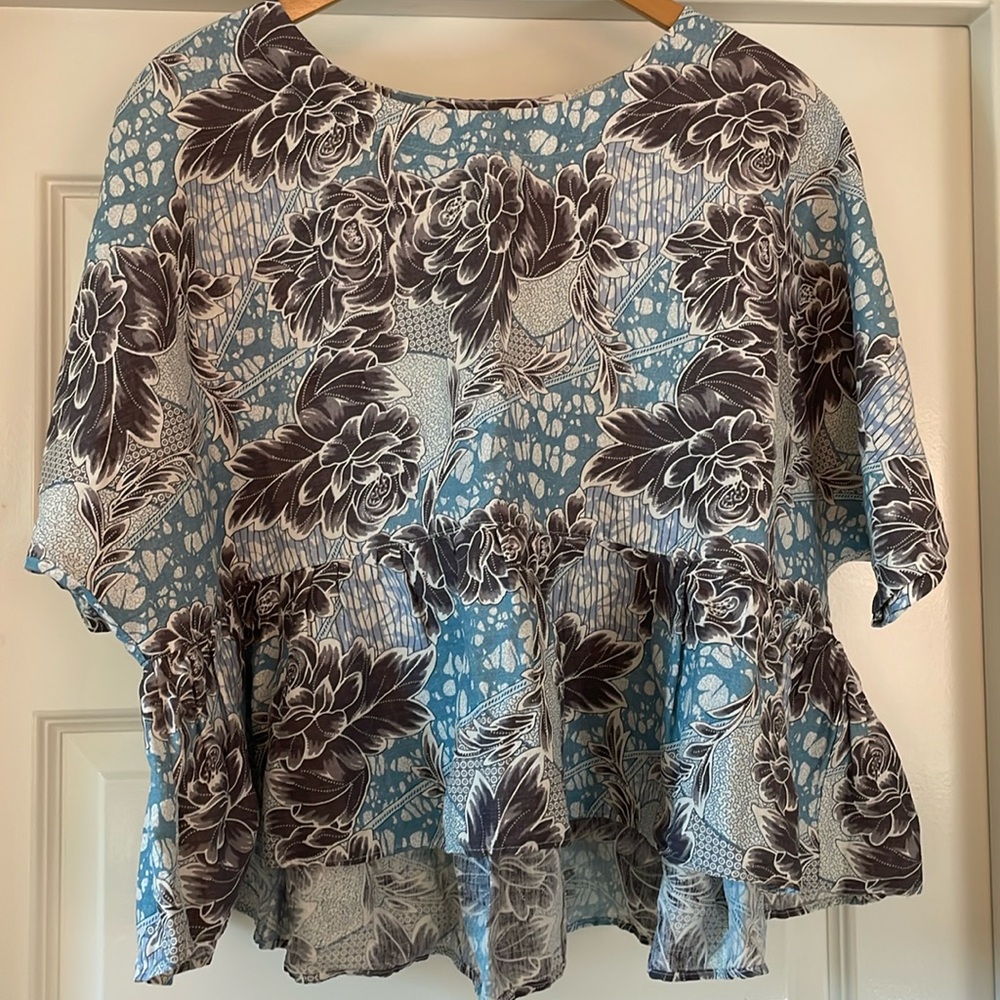 (Creatures of Comfort) silk & linen crop blouse